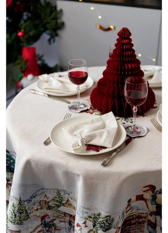 Скатерть гобеленовая с велюром Снежная зима Dx136 см Прованс (366969998)