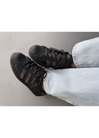 Черные демисезонные кроссовки мужские и женские adidas superstar x dime black | адидас суперстар черные No Brand