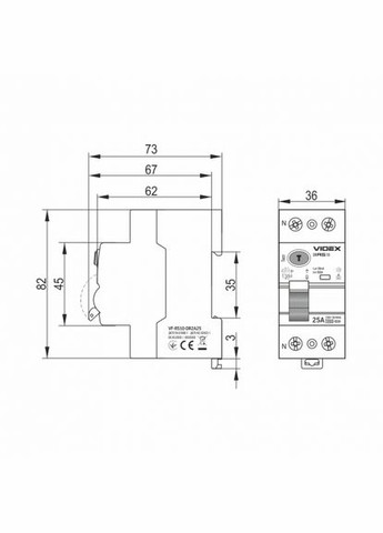 Дифференциальное реле RESIST А 2п 30мА 10кА 25А (VFRS10-DR2А25) Videx (305756221)
