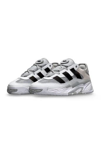 Белые летние кроссовки adidas niteball prm white gray black адидас найтбол No Brand
