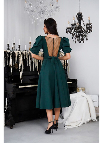 Зеленое коктейльное платье прозрачная спина 24049 зеленое Tanita-Romario