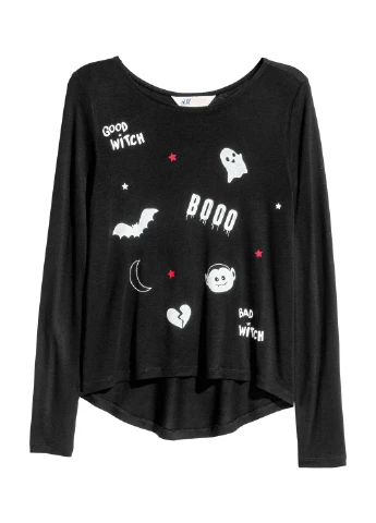 Лонгслив,черный в цветные узоры, H&M (283296209)