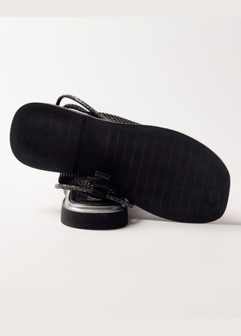 Черные босоножки с сеткой черные кожа текстиль Krula без застежки со стразами