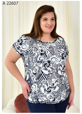 Черно-белая летняя женская блуза большого размера SK