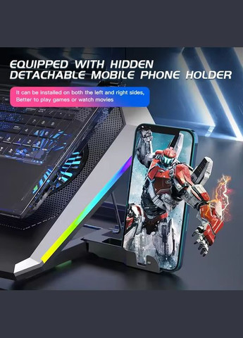 Підставка для ноутбука з охолодженням D10 з RGB-підсвічуванням Laptop Cooling Pad, Black VHG (334305232)
