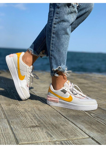 КРОСІВКИ ЖІНОЧІ NIKE AIR FORCE 1 SHADOW WHITE GREY ORANGE НАЙК АІР ФОРС 1 ПРЕМІУМ No Brand сірі демісезони (367176797)