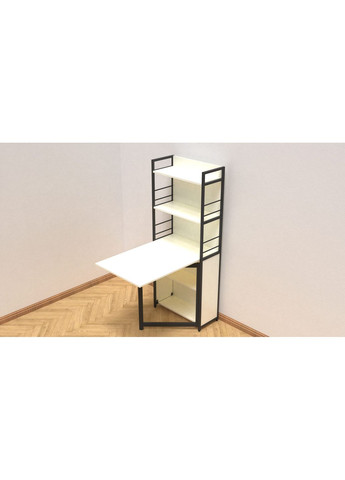 Стіл книжка з етажеркою Практик 2 1555x640x990 Чорний метал ДСП Біле 16 мм (FRD-104625) Ferrum-decor (360644751)