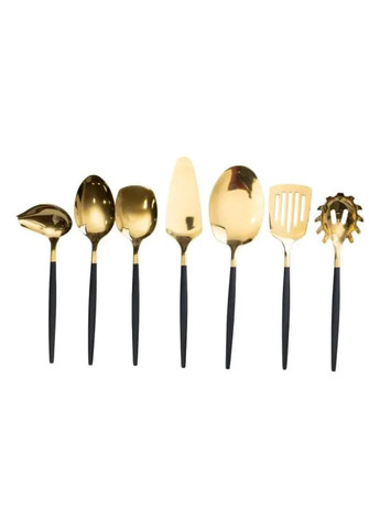 Набір кухонного приладдя 12 предметів столові прилади з нержавіючої сталі Золото з чорним HP-20-22 Jooki (358705977)