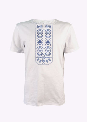 Біла футболка love self кулір біла вишивка байрактар синій р. s (44) з коротким рукавом 4PROFI