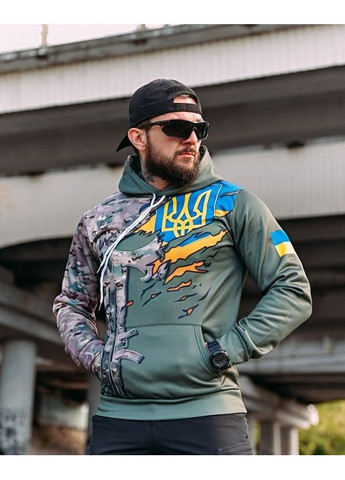 Армійське чоловіче худі на флісі з принтом олива Freedom (363849589)