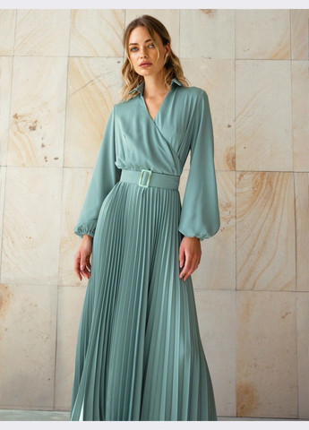 Мятное кэжуал платье мятного цвета с юбкой-гофре Dressa однотонное