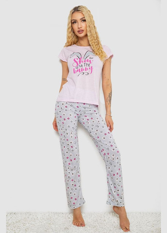 Розовая всесезон пижама женская с принтом Fashion