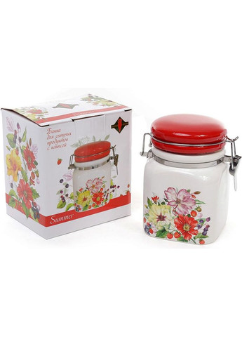 Банку для сипучих продуктів Яскраве Літо 450мл кераміка з металевою затяжкою кухонний посуд контейнер Bona (368991254)