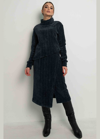 Жіноча велюрова тепла спідниця прямого силуету з ефектом запаху (ЮБ 3621) RiMari (365729813)