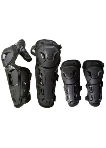 Комплект набор мотонаколенники налокотники защитные с лямками клипсами для защиты от травм мото защита (476505-Prob) Черные Unbranded (283250521)