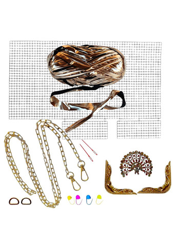 Набір для створення сумки із пластикової канви "Лілія колір золото замком" + нитки Металік Золото-світле No Brand 8203-45 (332769401)