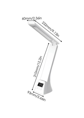 Настільна LED лампа 5Вт, 3000-6500K з годинником та бездротовою зарядкоюдо 15Вт TYV-2088 White No Brand (363115032)