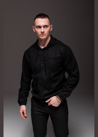 Черная спортивная, повседневный, кэжуал рубашка однотонная Vakko