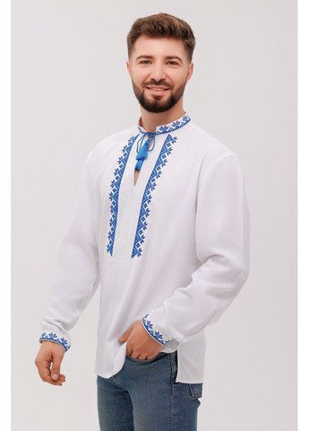 Белая мужская вышиванка из льняного полотна остап (fm2856) Folk Moda (365812264)