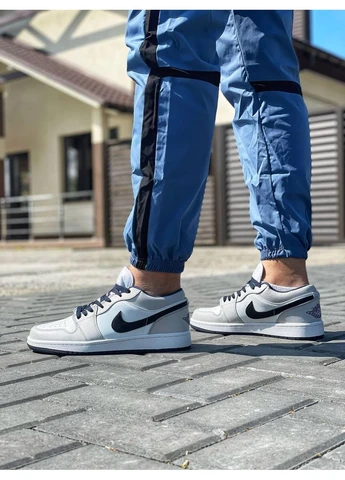 Білі літні кросівки nike air jordan retro 1 low grey black white найк аір джордан No Brand