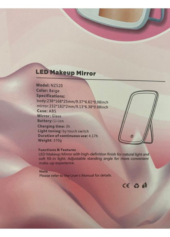 Дзеркало косметичне настільне Makeup Mirror 33 світлодіоди USB або батарейки Білий Salon Professional (364684904)