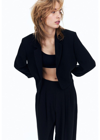 Черный женский женский укороченный пиджак н&м (58283) хs черный H&M - всесезон
