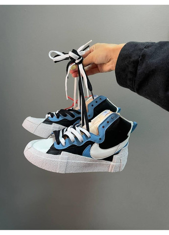Чорні Осінні кросівки чоловічі nike blazer x sacai black legend blue найк блейзер No Brand