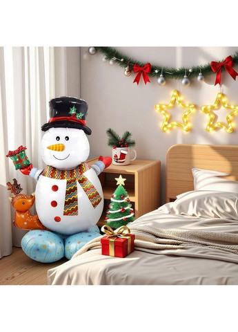 Надувной Снеговик с Подароком и Олеником - праздничная декоративная фигура 104 см декор для Нового года, Рождества, дома и улицы No Brand (370454921)