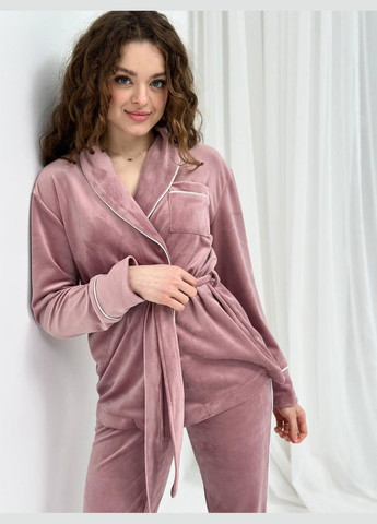 Пудровая всесезон женская велюровая пижама L&L