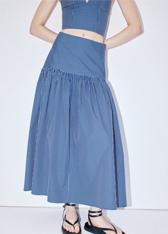 Синяя кэжуал в полоску юбка H&M