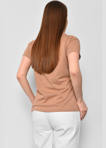 Темно-бежевая летняя футболка женская однотонная темно-бежевого цвета Let's Shop