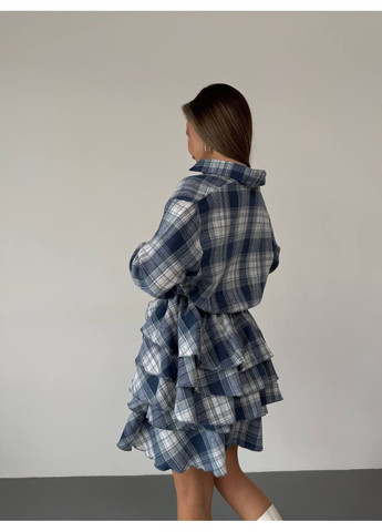 Синее праздничный, повседневный, коктейльное, кэжуал женское платье в клетку Avanti в клетку