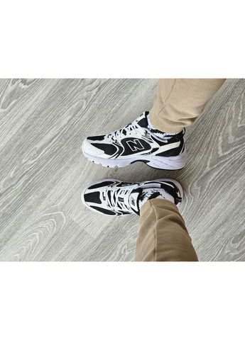 Черно-белые демисезонные кроссовки мужские и женские new balance 530 black white | нью беланс 530 черно-белые No Brand