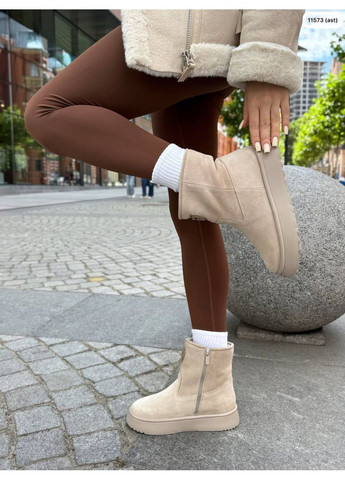 Черевики зимові з бежевої натуральної замші (36–40) No Brand Черевики (366340013)