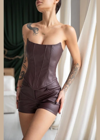 Корсет з еко-шкіри фігурний CHICLY (326960544)