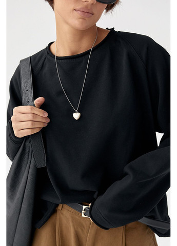 Жіночий лонгслів вільного крою з рукавами-реглан Lurex (371334057)