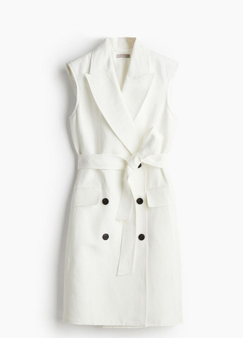 Белое деловое платье H&M в полоску