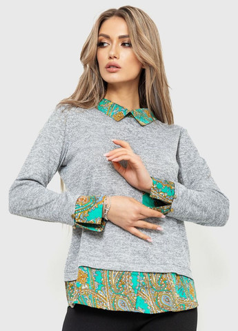 Серая блуза женская обманка,, 230r542-1 Fashion Girl