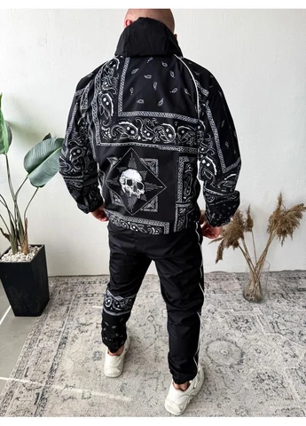 Черный зимний костюм мужской плащевка на подкладке No Brand