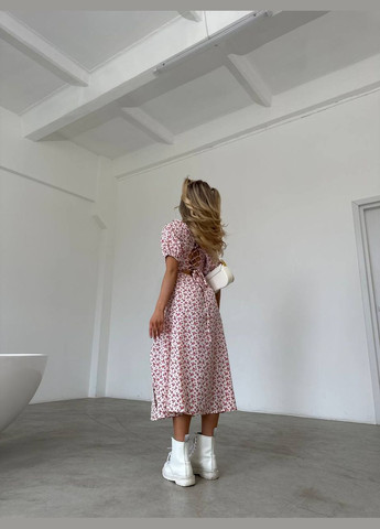 Белое легкое белое платье в цветочном принте, нежное платье с завязками на спине, идеально подчеркивающее фигуры. No Brand