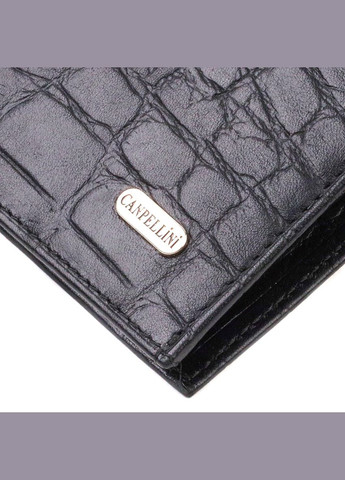 Кошелек мужской Кожаный без застежки с тиснением под крокодила 21766 Черный Canpellini (306881389)