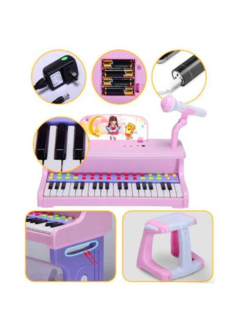 Синтезатор с микрофоном и стульчиком CV8818-206AB рожевий No Brand (301648872)