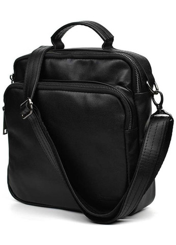 Сумка планшет через плече чоловіча із натуральної шкіри середня з металевою фурнітурою Чорний 35840 TARWA (337466427)