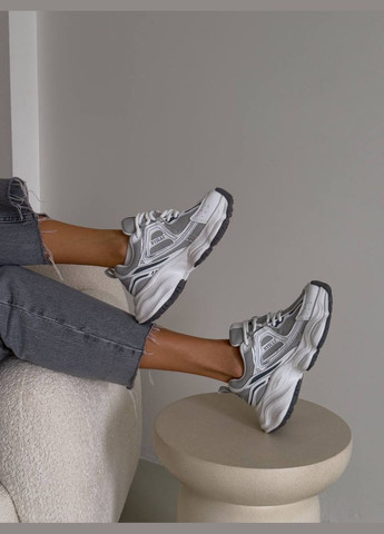 Жіночі стильні кросівки біло сірі натуральна шкіра/замш No Brand білі демісезони (317349622)