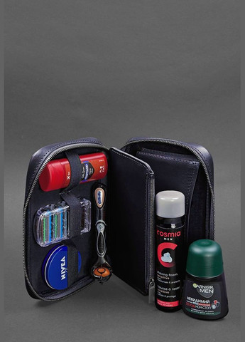 Кожаный дорожный органайзер для проводов, косметичка-несессер 7.0 синий краст (A-027770) BlankNote (329743041)