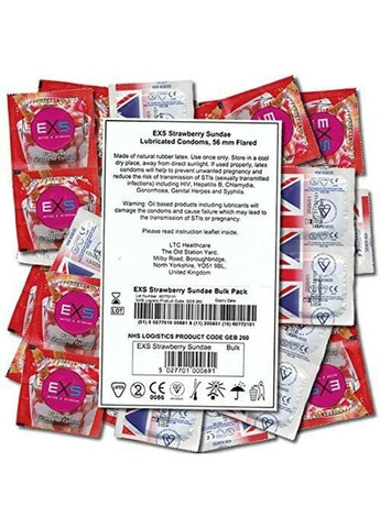 Презерватив со вкусом клубники Flavoured strawberry sundae Веган за 5 шт EXS (282849761)