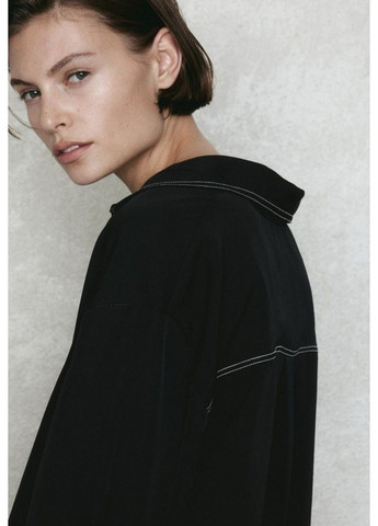 Жіноча сорочка з контрастною стрічкою Н&М (57369) XS Чорна H&M (296035586)