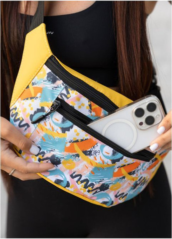 Женская поясная сумка бананка из экокожи Желтая с принтом (2911038617) Sambag (366036761)