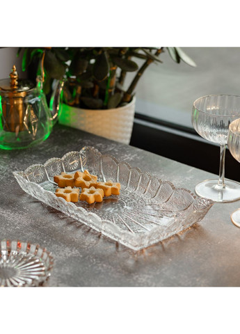 Страва для закусок скляна 28,6*16,5 см сервірувальна для фруктів та десертів прозора ProDobro (364191698)