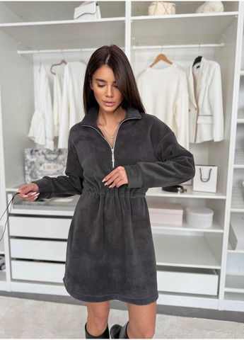 Графітова повсякденний тепла сукня з двостороннього polar флісу No Brand